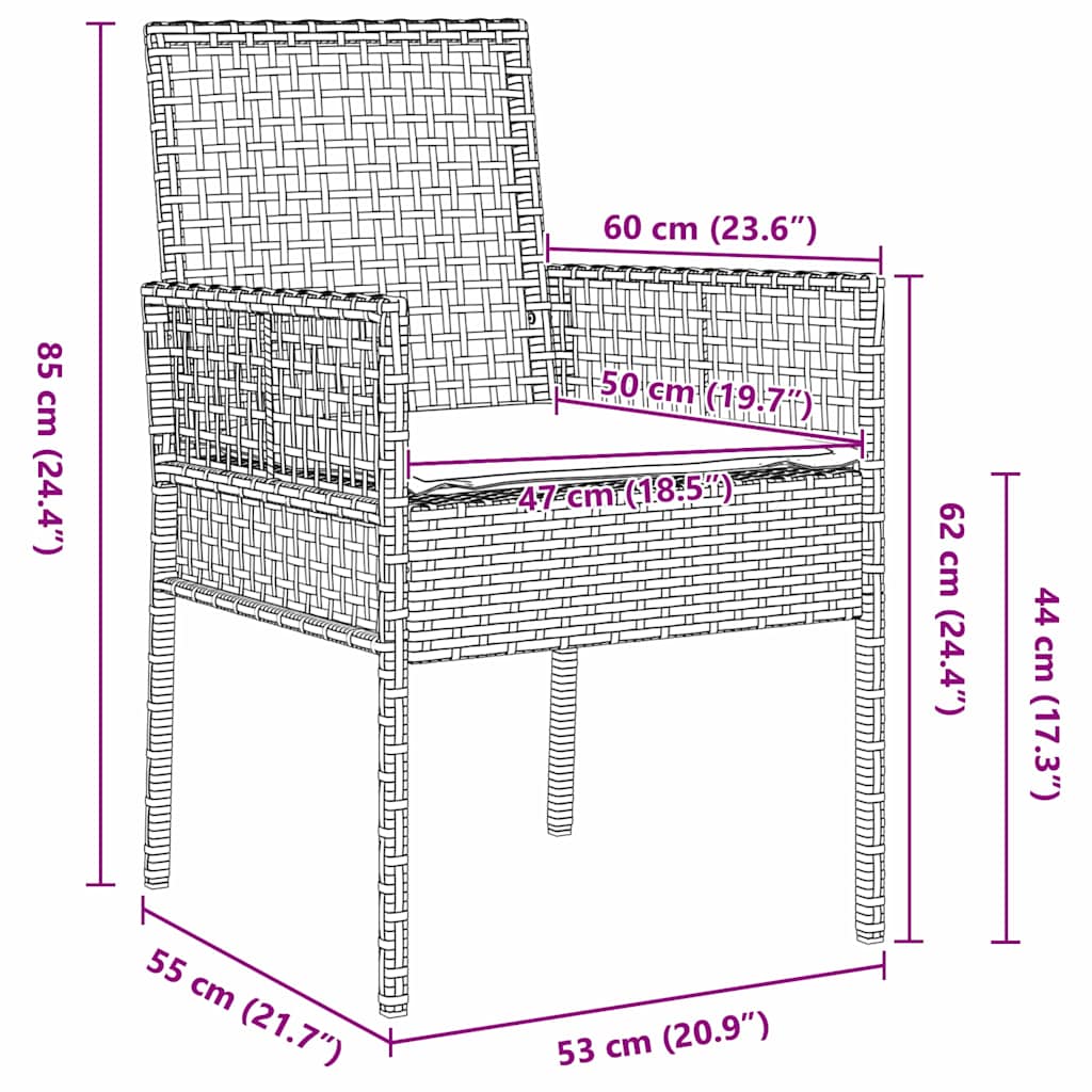 Bistro set za vrt 3 pcs Siva poliratan