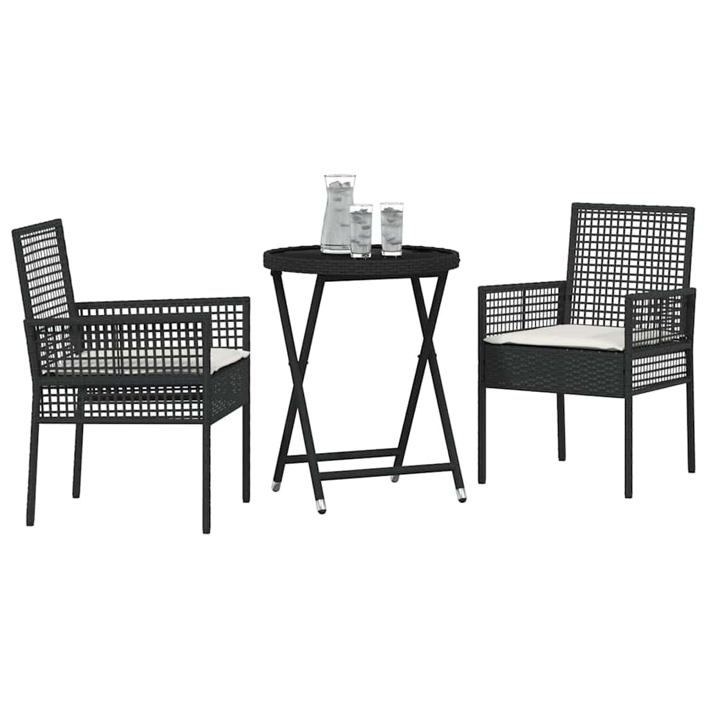 Bistro set za vrt 3 pcs Crna poliratan