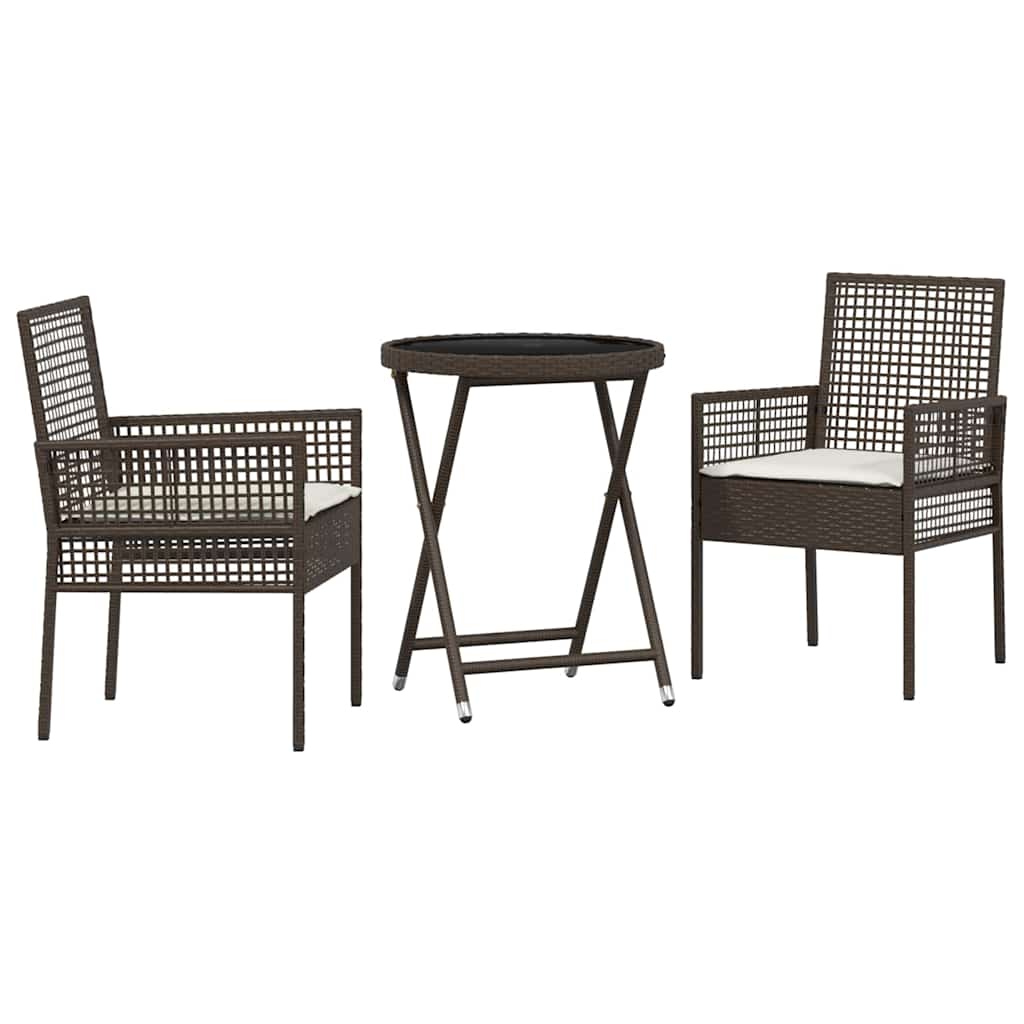 Bistro set za vrt 3 pcs Smeđa poliratan