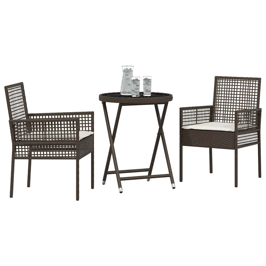 Bistro set za vrt 3 pcs Smeđa poliratan