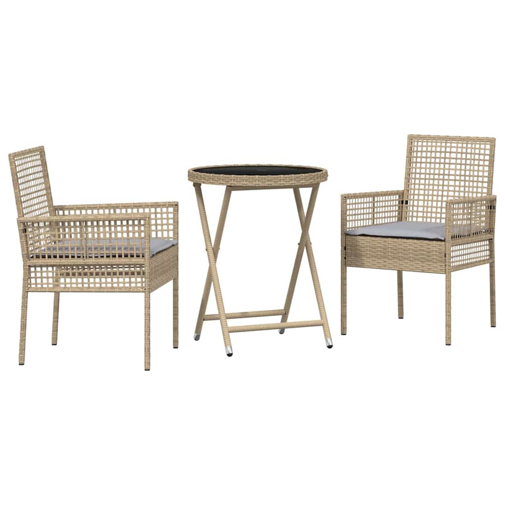 Bistro set za vrt 3 pcs Bež poliratan