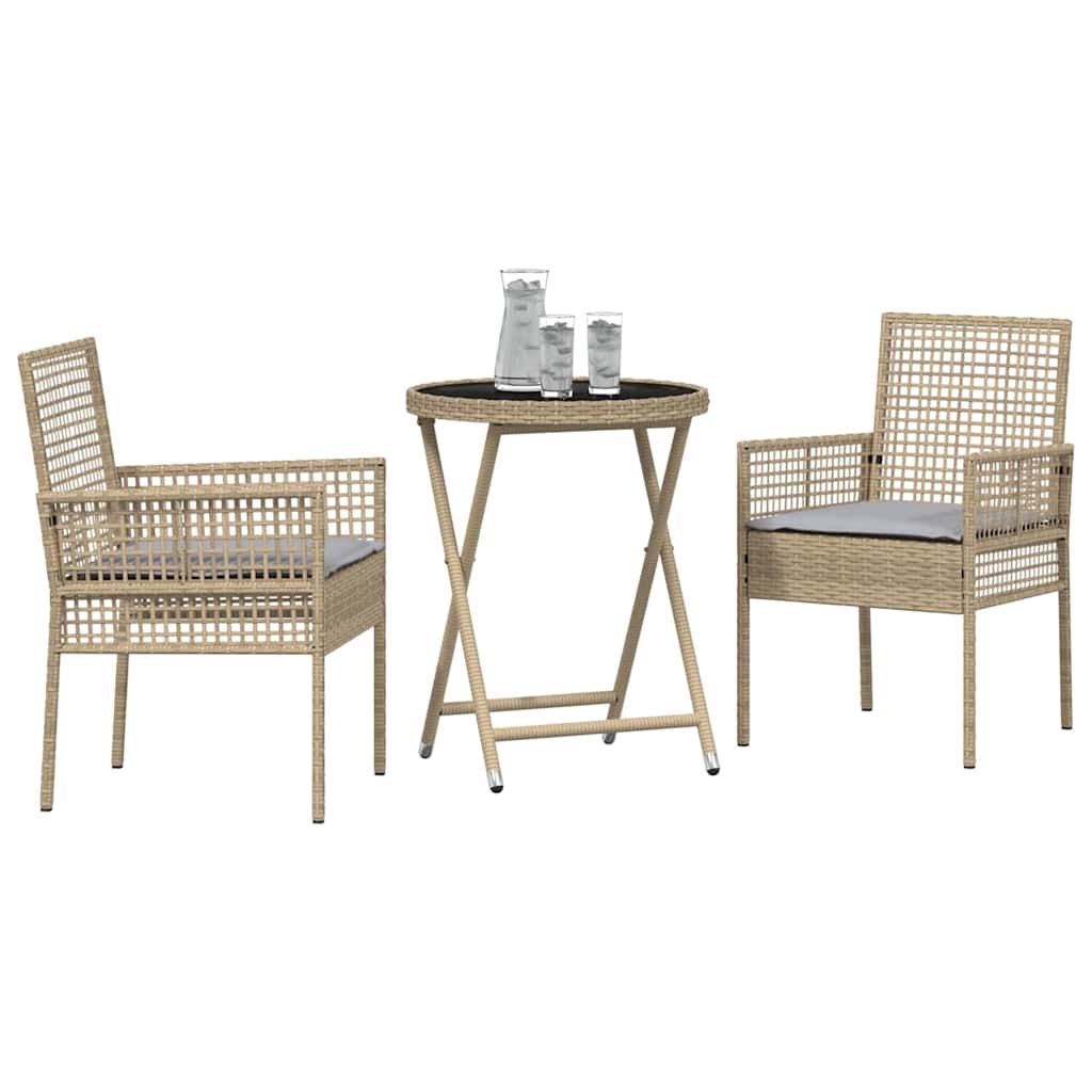 Bistro set za vrt 3 pcs Bež poliratan