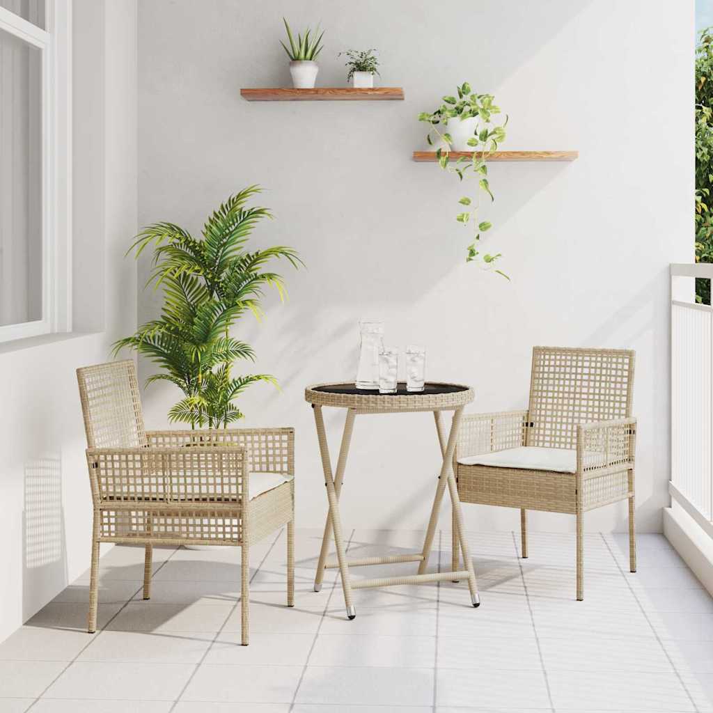 Bistro set za vrt 3 pcs Bež poliratan
