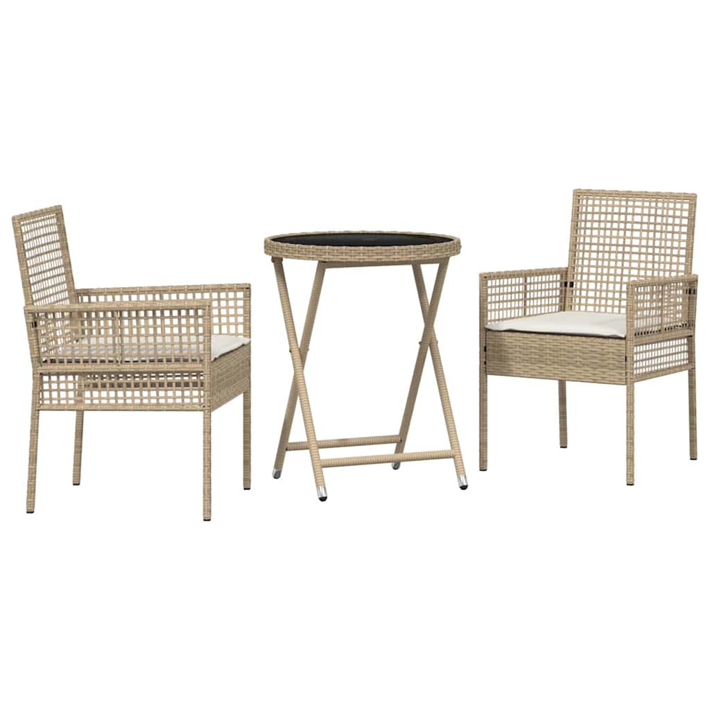 Bistro set za vrt 3 pcs Bež poliratan