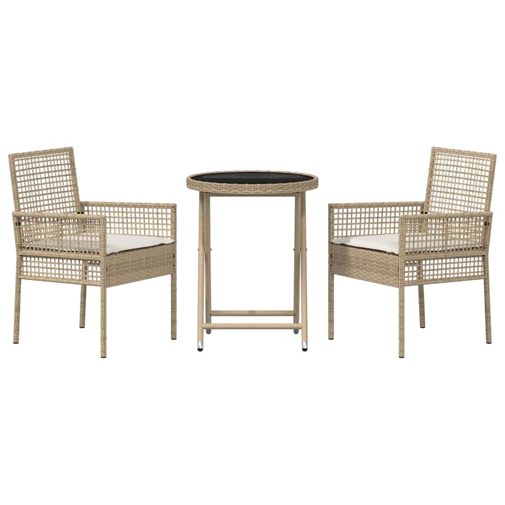 Bistro set za vrt 3 pcs Bež poliratan
