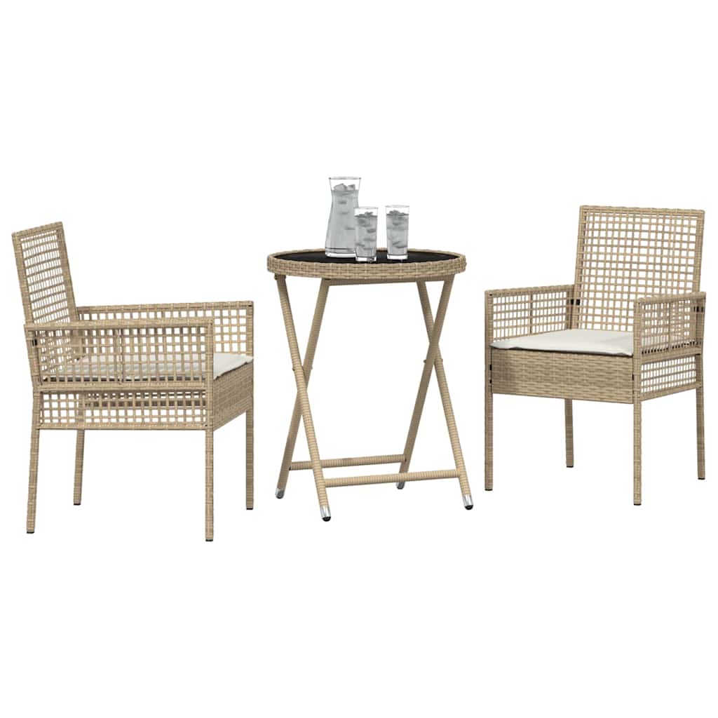 Bistro set za vrt 3 pcs Bež poliratan