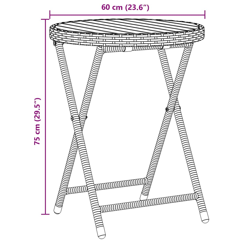 Bistro set za vrt 3 pcs Crna poliratan
