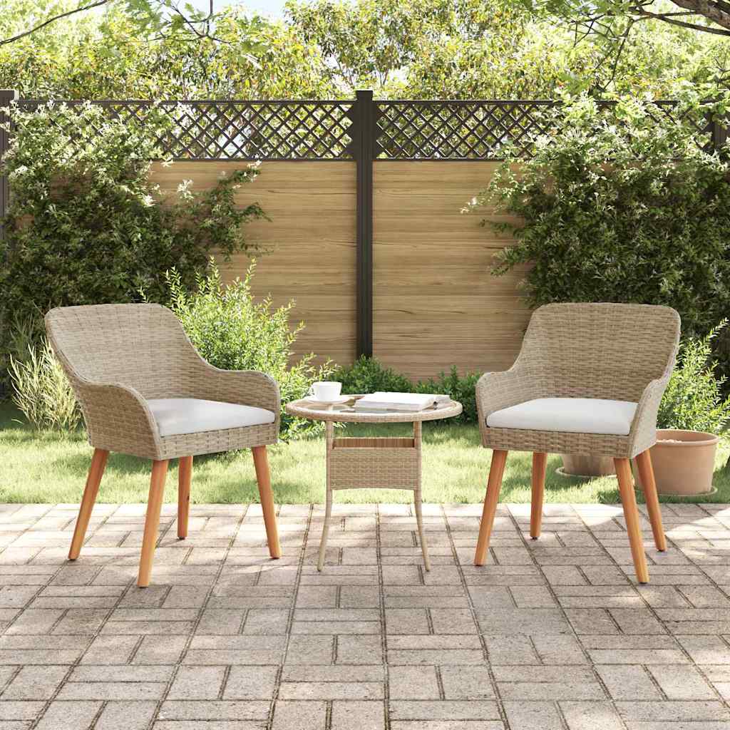 Vrtna stolica s jastukom 2 pcs Bež 62,5 x 55 x 82 cm poliratan