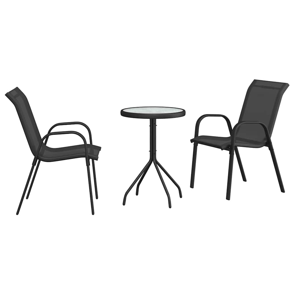 Bistro set za vrt 3 pcs Crna Čelik