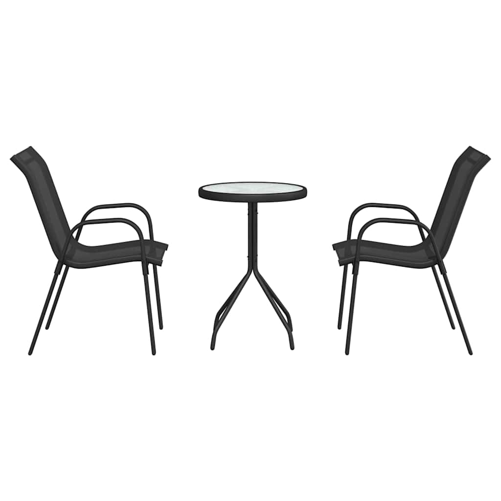 Bistro set za vrt 3 pcs Crna Čelik
