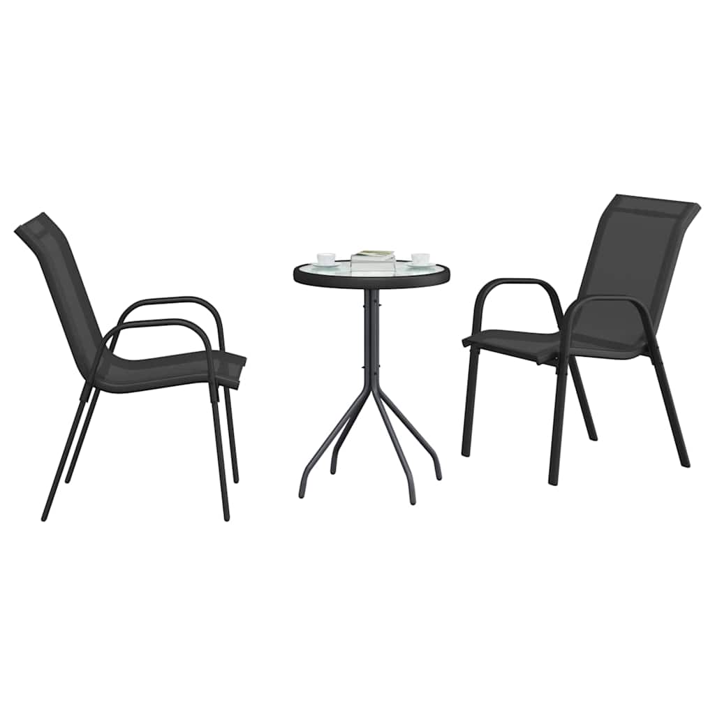 Bistro set za vrt 3 pcs Crna Čelik
