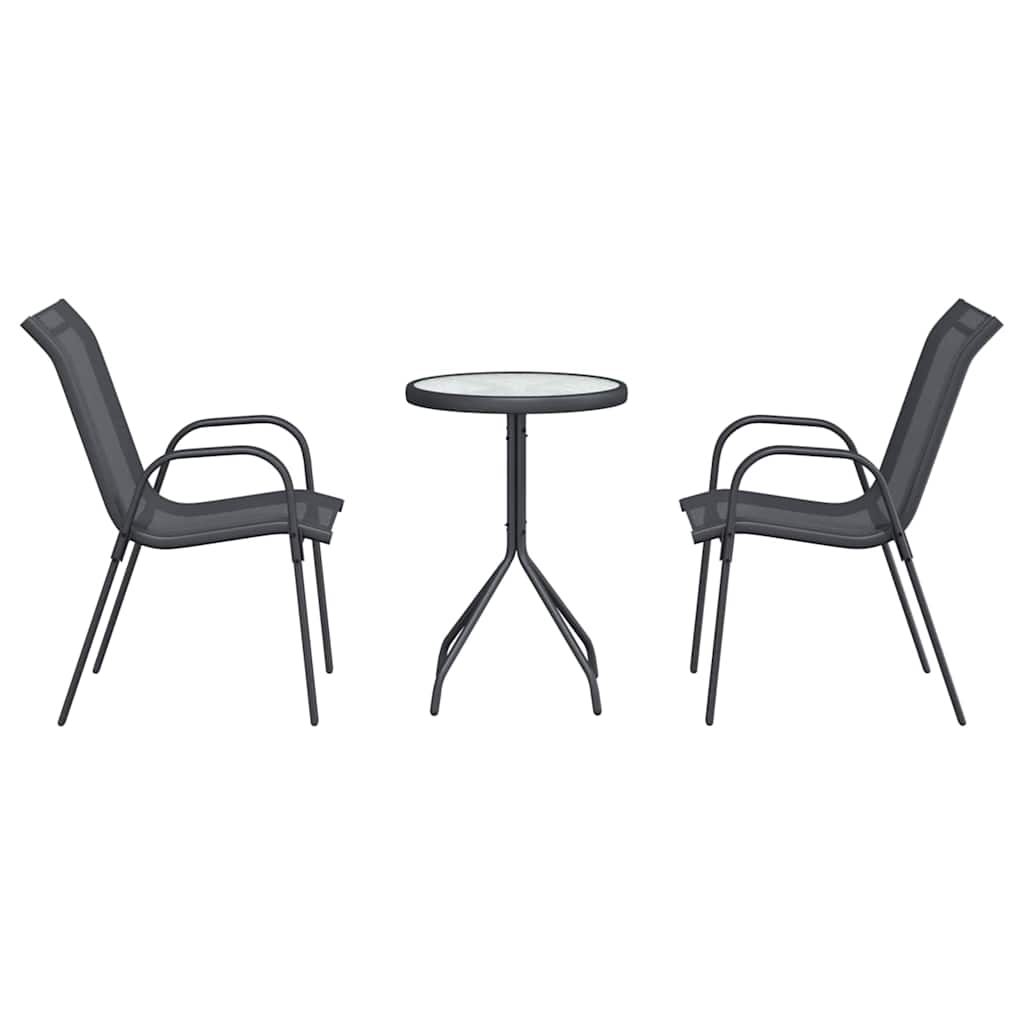 Bistro set za vrt 3 pcs Siva Čelik