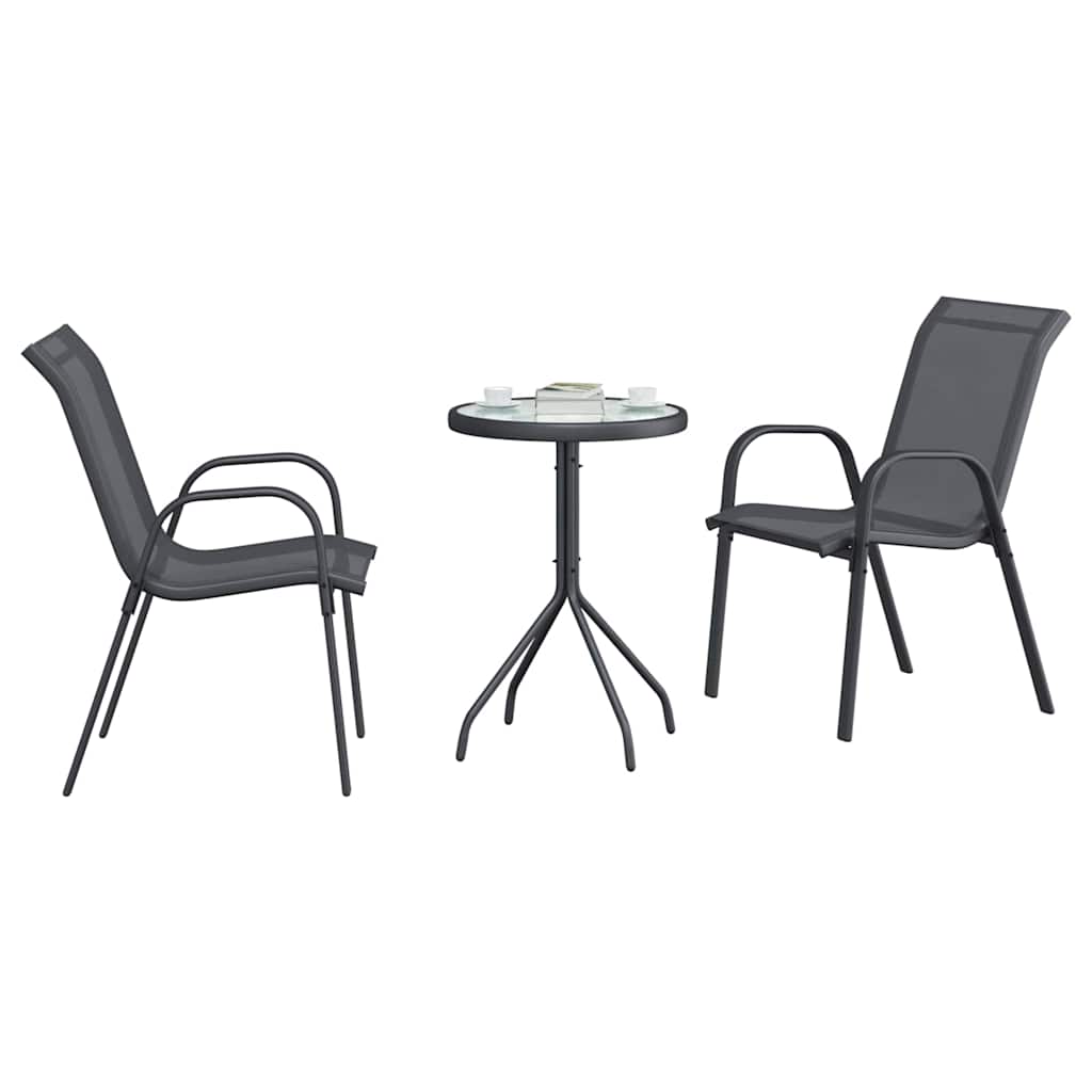 Bistro set za vrt 3 pcs Siva Čelik
