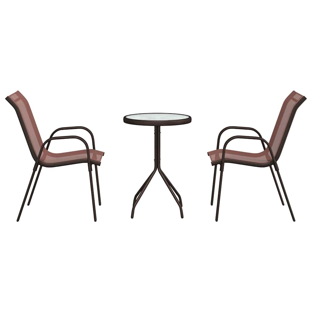 Bistro set za vrt 3 pcs Smeđa Čelik