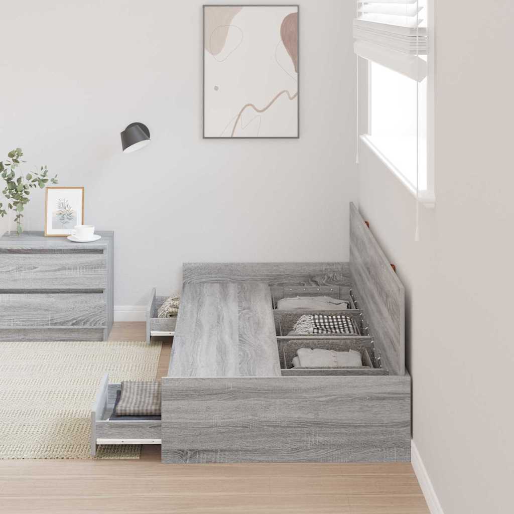 Krevetna konstrukcija Siva Sonoma 90 x 200 cm Konstruirano drvo