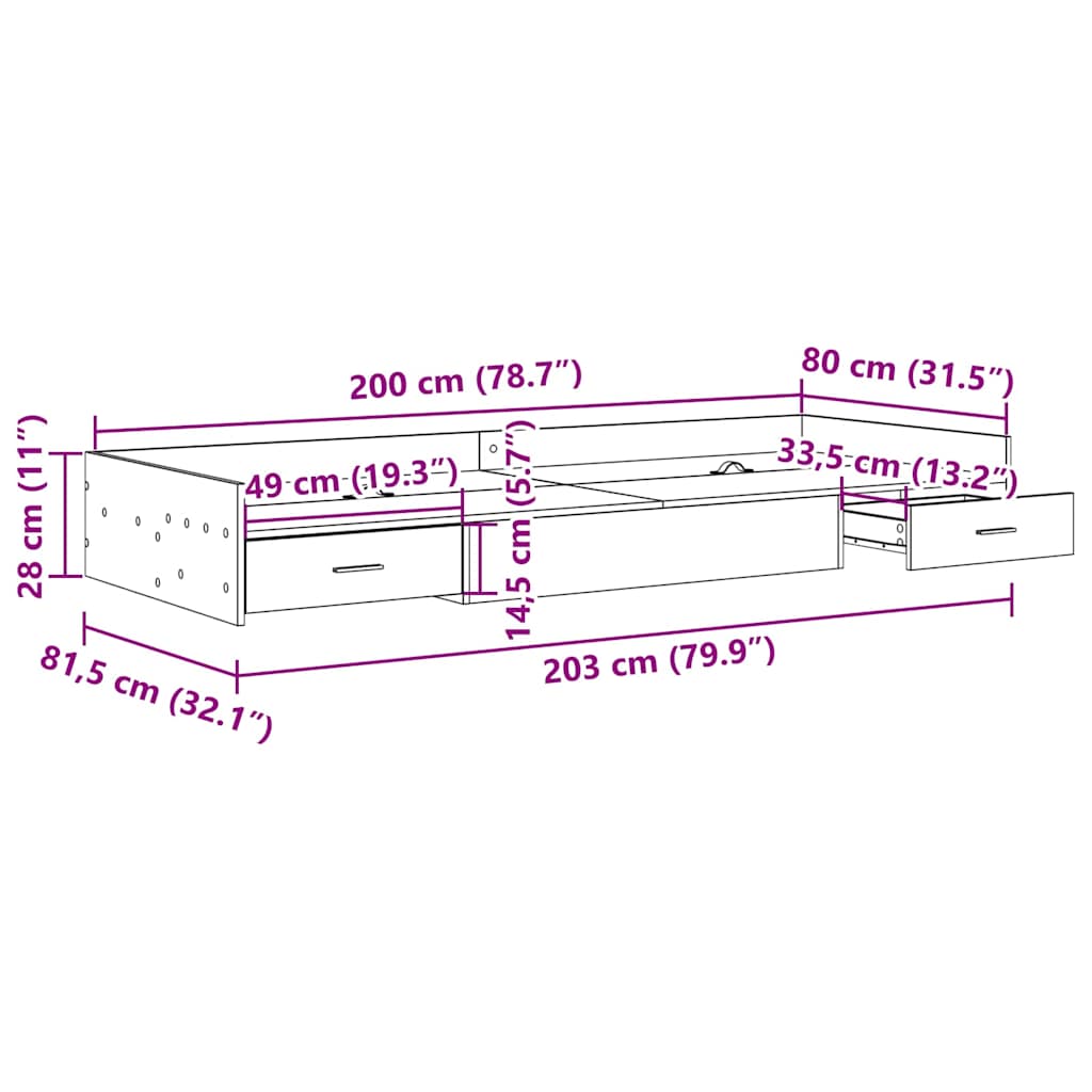 Krevetna konstrukcija Staro drvo 80 x 200 cm Konstruirano drvo