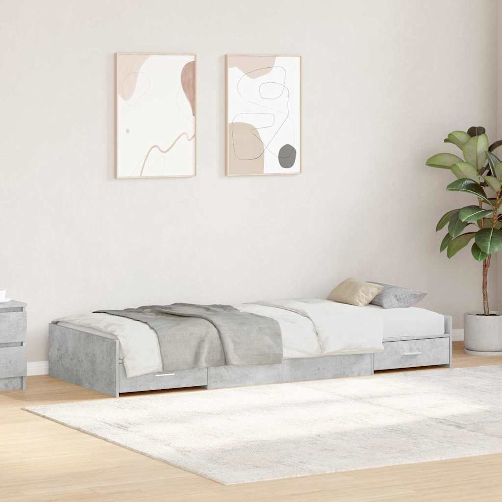 Krevetna konstrukcija s uzglavljem Betonski sivi 75 x 190 cm
