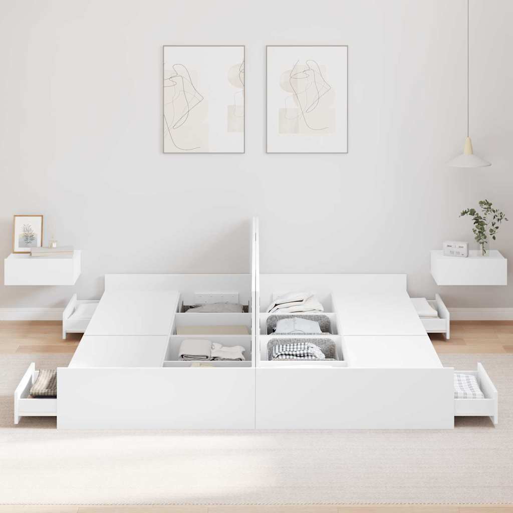 Krevet s ladicama Bijelo 200 x 200 cm Konstruirano drvo