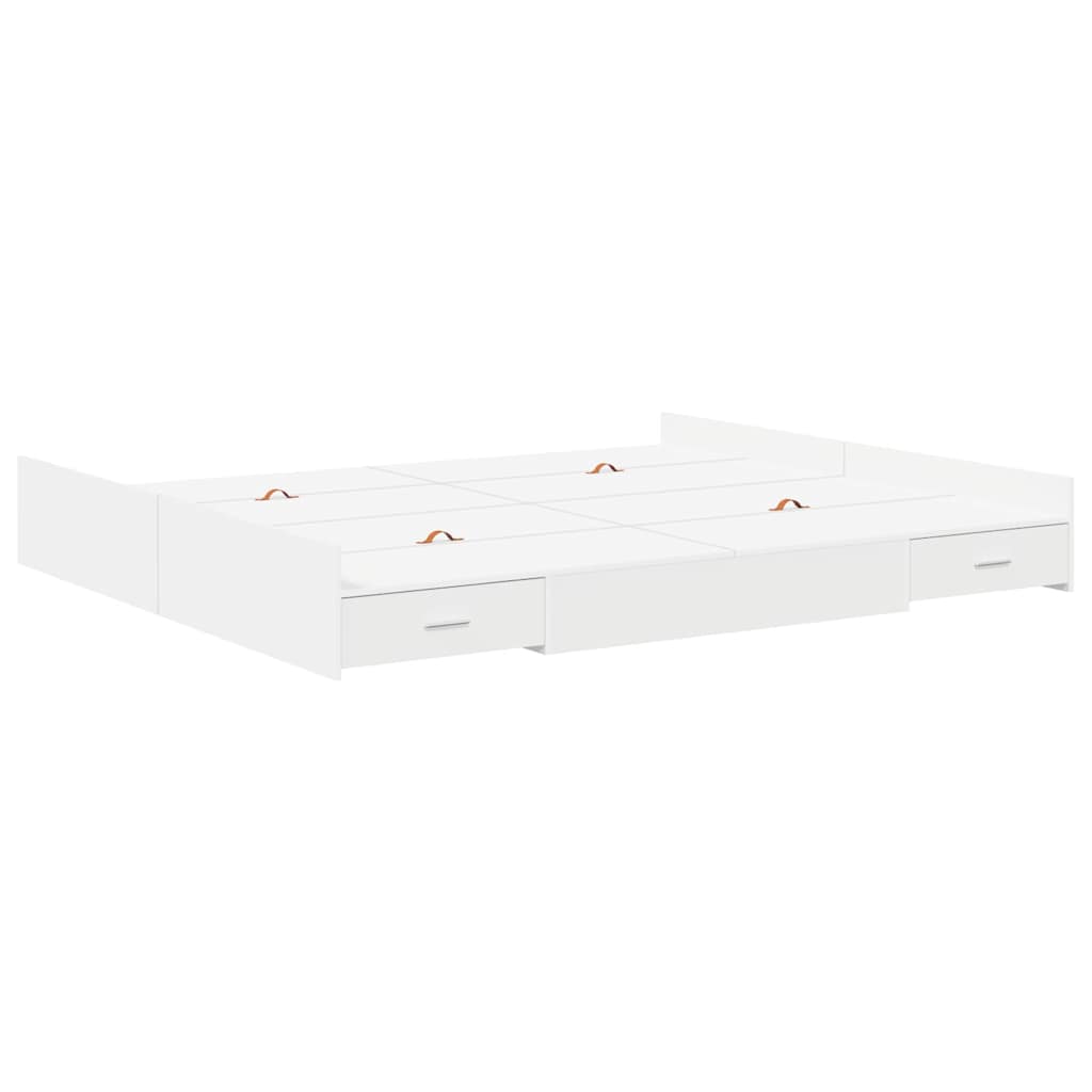 Krevet s ladicama Bijelo 200 x 200 cm Konstruirano drvo