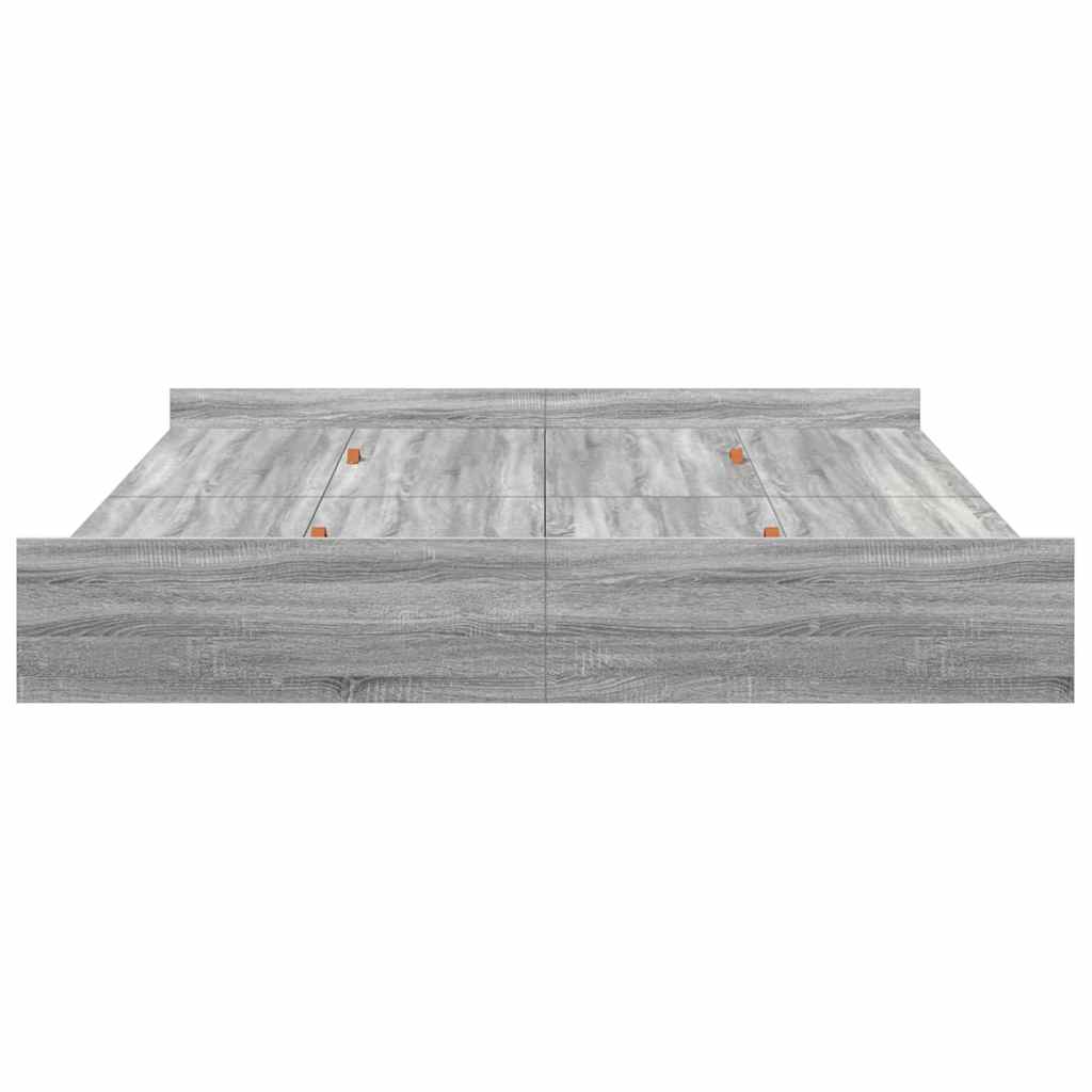Krevet s ladicama Siva Sonoma 200 x 200 cm Konstruirano drvo