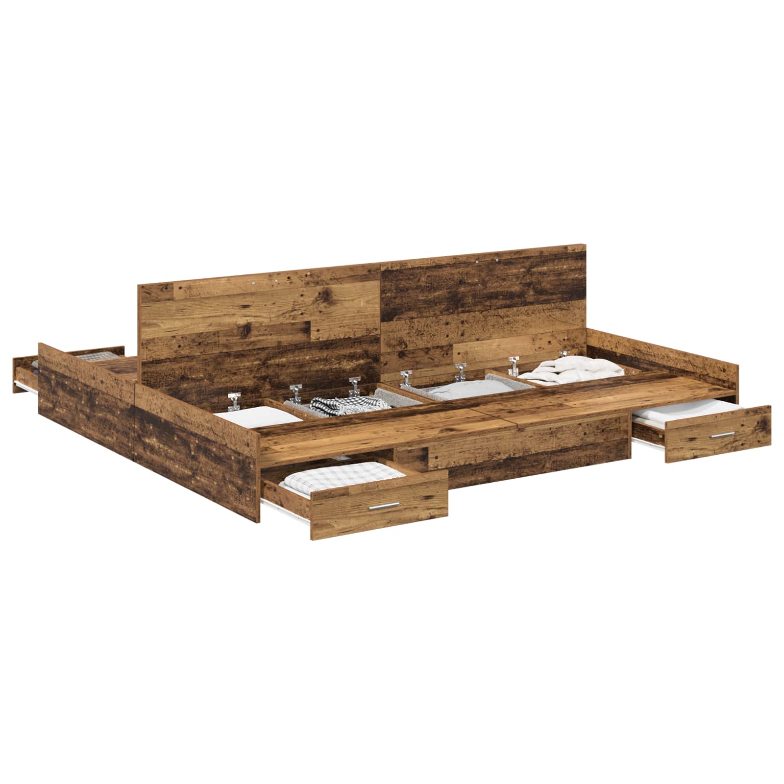 Krevet s ladicama Staro drvo 200 x 200 cm Konstruirano drvo