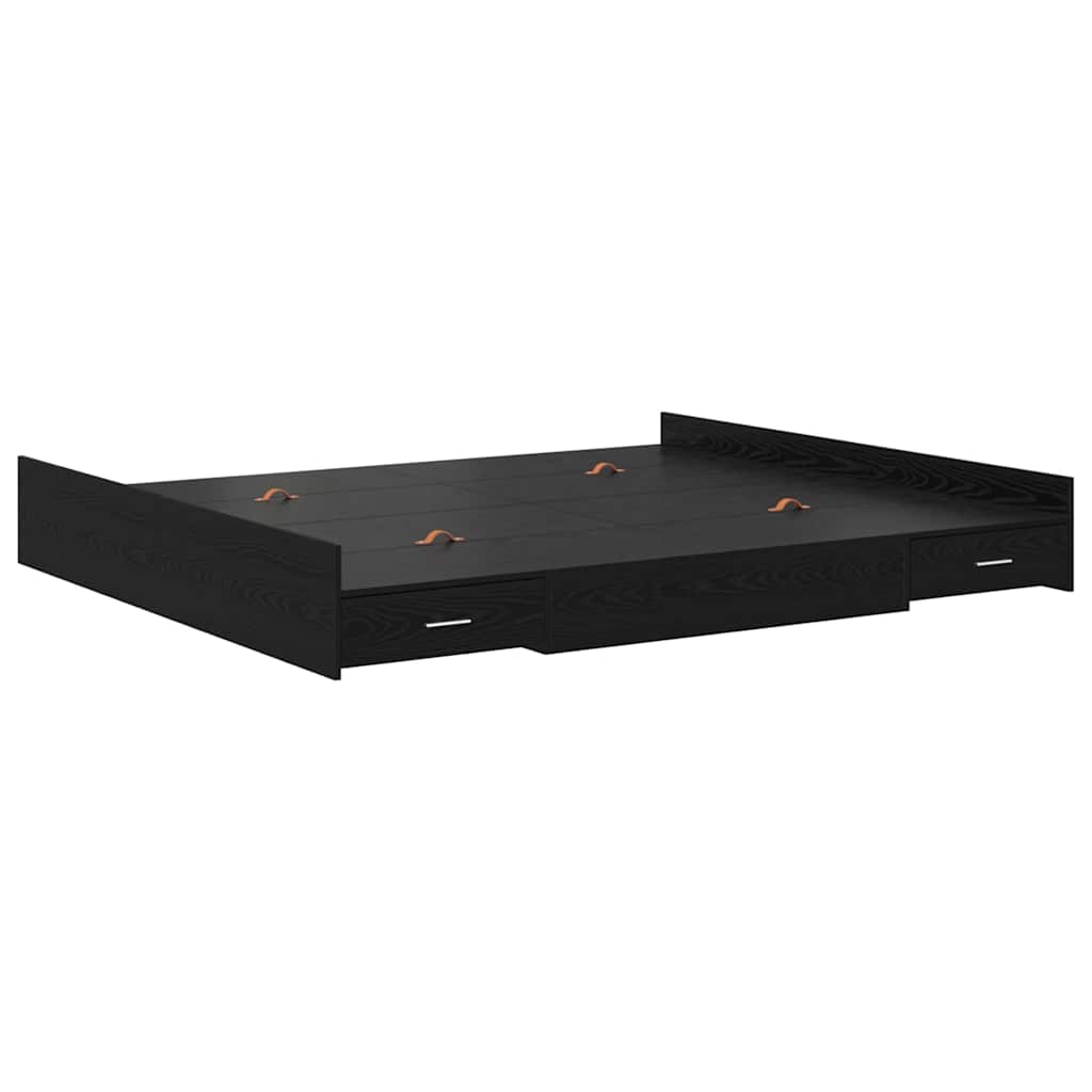 Krevet s ladicama Crni hrast 180 x 200 cm Konstruirano drvo