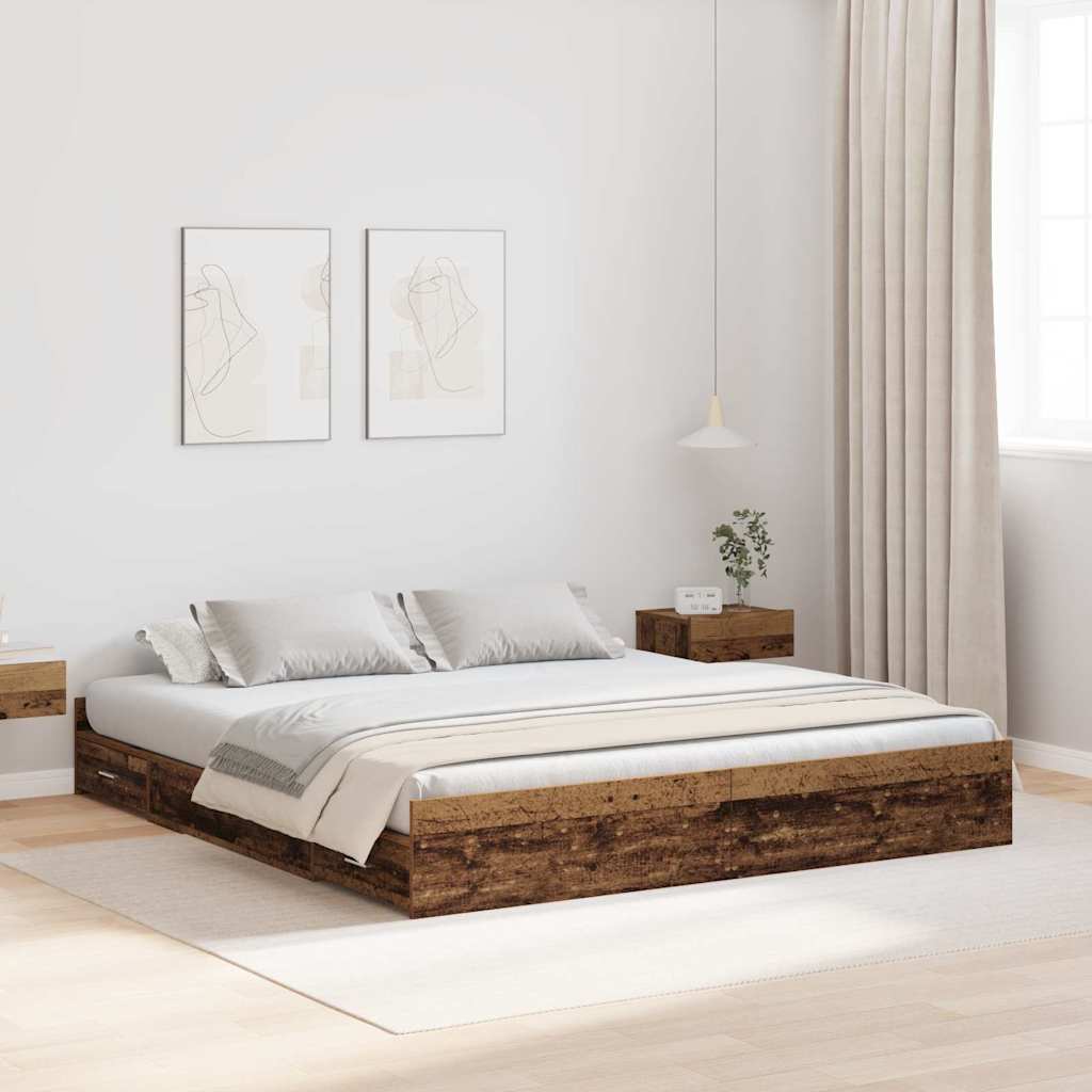 Krevet s ladicama Staro drvo 180 x 200 cm Konstruirano drvo