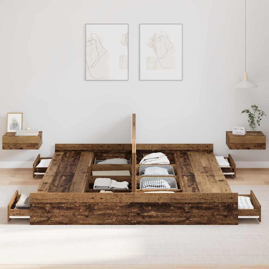 Krevet s ladicama Staro drvo 180 x 200 cm Konstruirano drvo