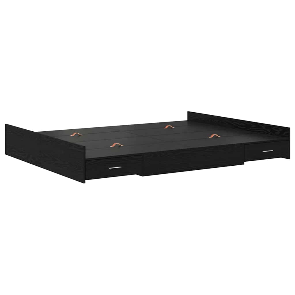 Krevet s ladicama Crni hrast 140 x 200 cm Konstruirano drvo