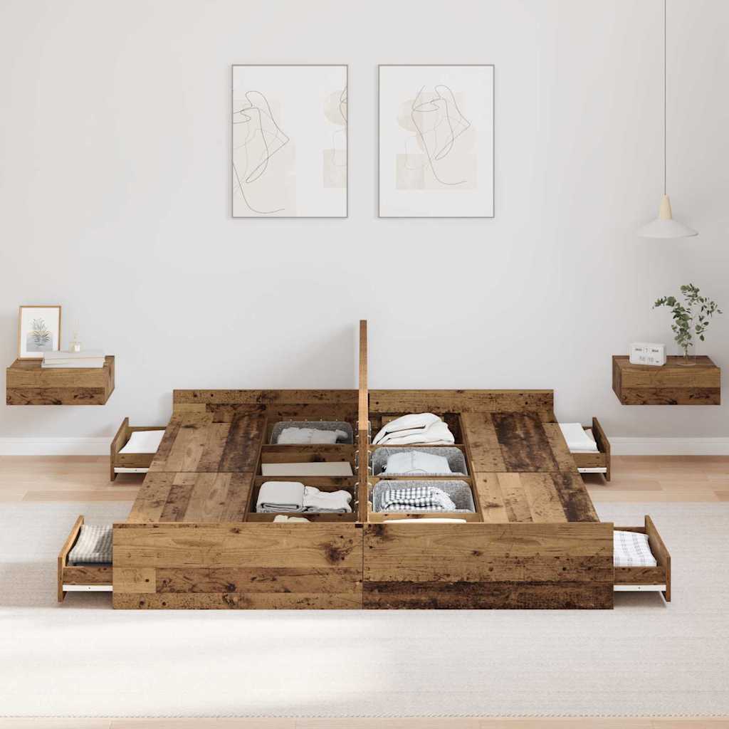 Krevet s ladicama Staro drvo 140 x 200 cm Konstruirano drvo