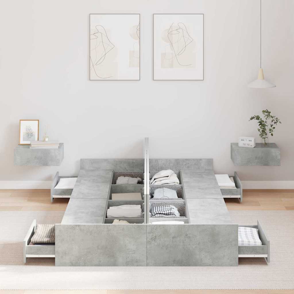Krevet s ladicama Betonski sivi 120 x 200 cm Konstruirano drvo