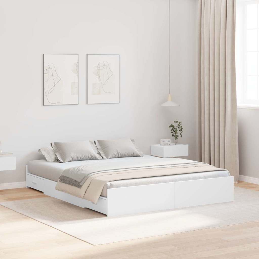 Krevet s ladicama Bijelo 140 x 190 cm Konstruirano drvo
