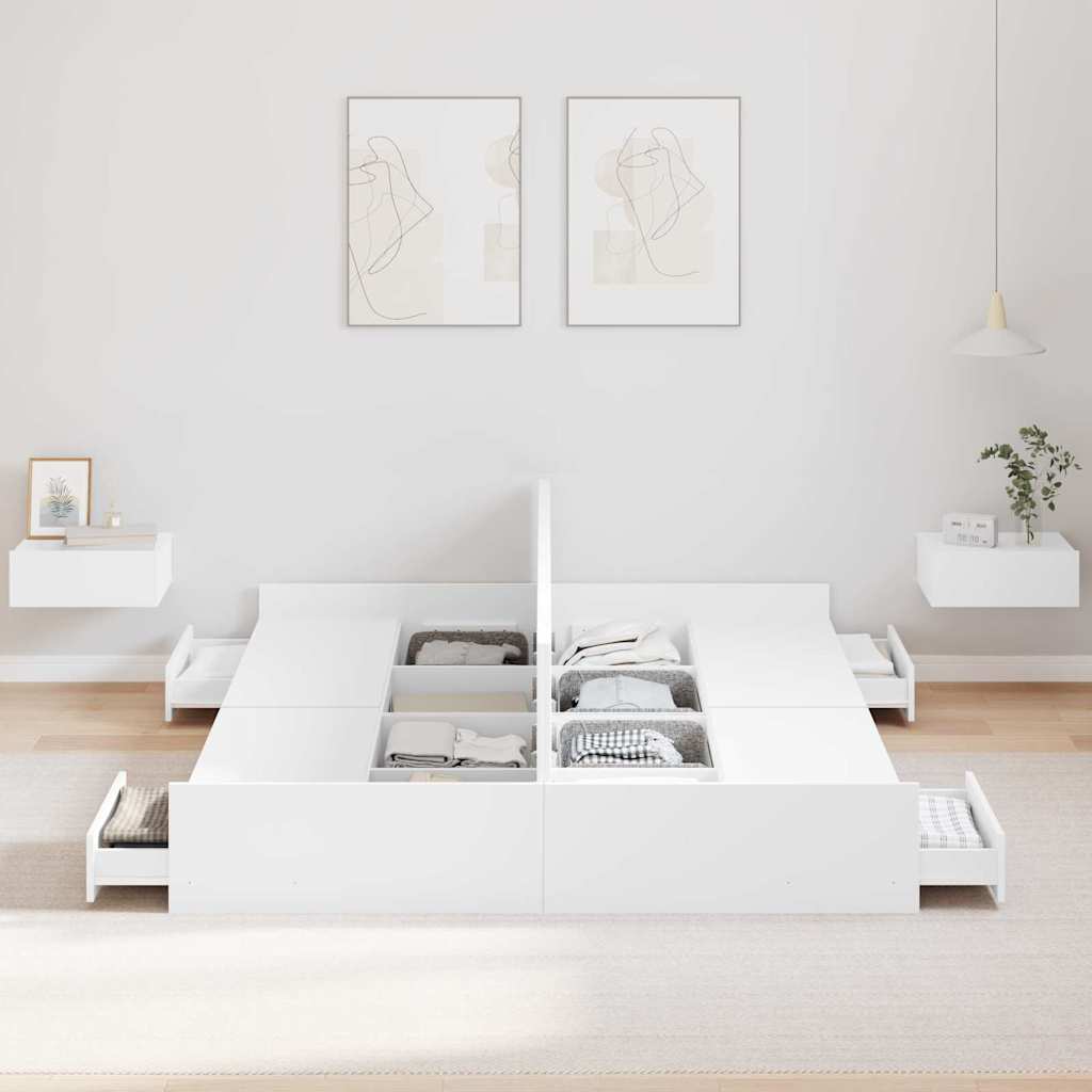 Krevet s ladicama Bijelo 140 x 190 cm Konstruirano drvo