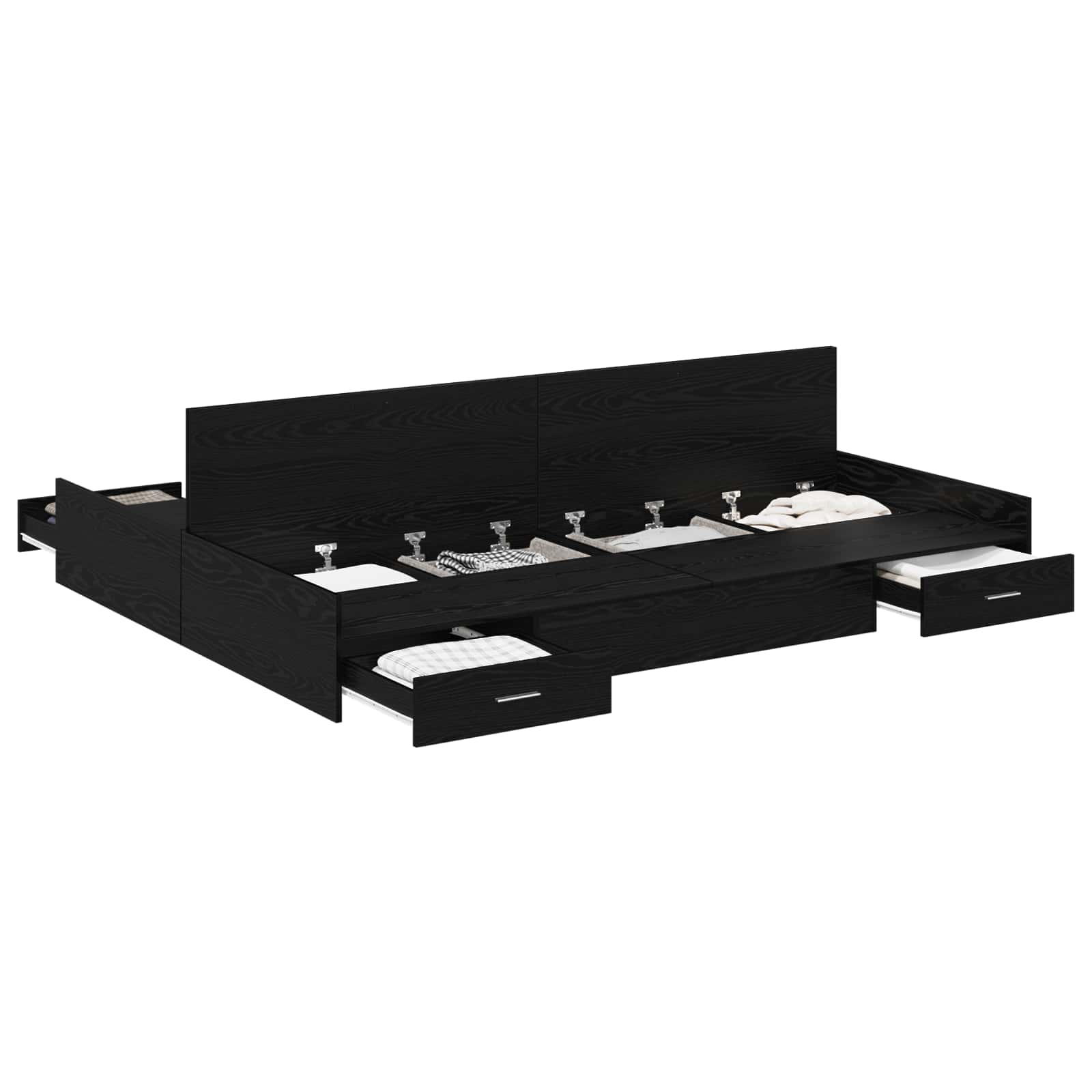 Krevet s ladicama Crni hrast 140 x 190 cm Konstruirano drvo