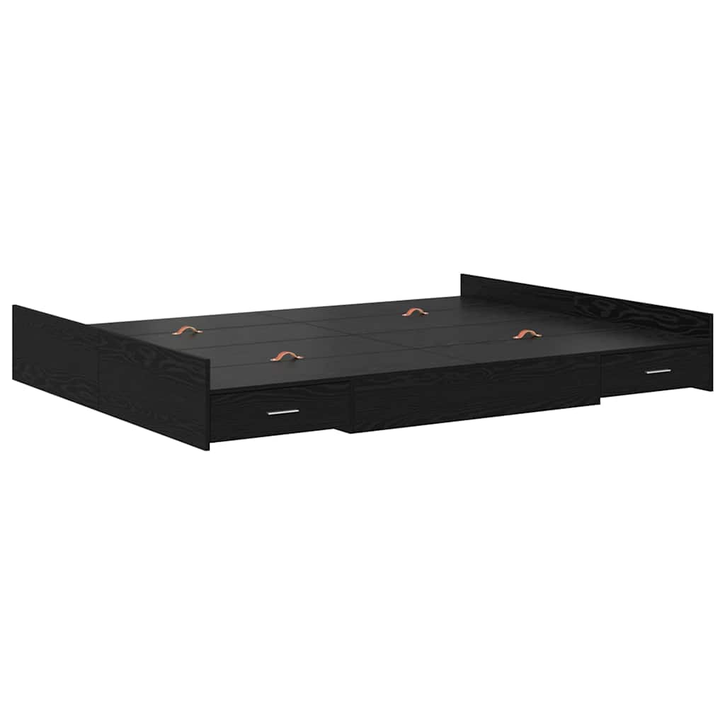 Krevet s ladicama Crni hrast 140 x 190 cm Konstruirano drvo
