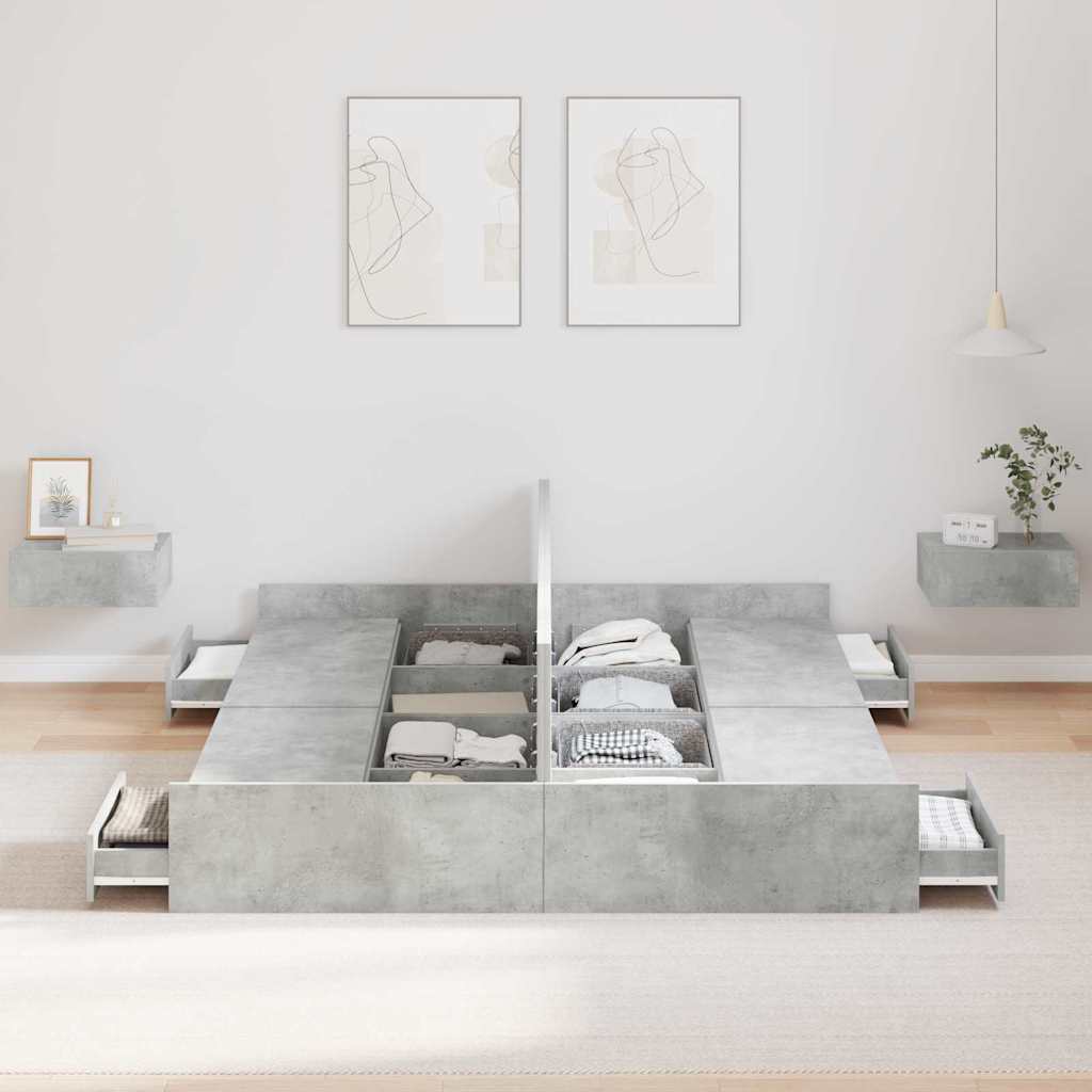 Krevet s ladicama Betonski sivi 140 x 190 cm Konstruirano drvo