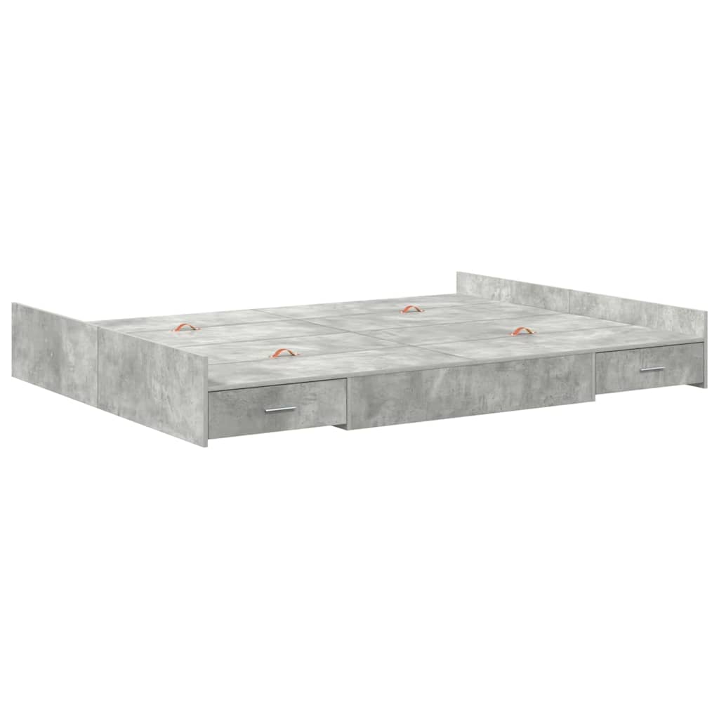 Krevet s ladicama Betonski sivi 140 x 190 cm Konstruirano drvo