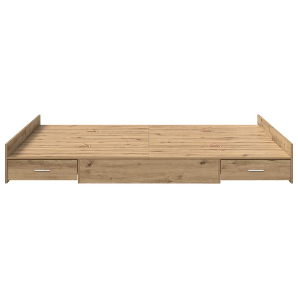 Krevet s ladicama s uzglavljem Umjetnički hrast 140 x 190 cm
