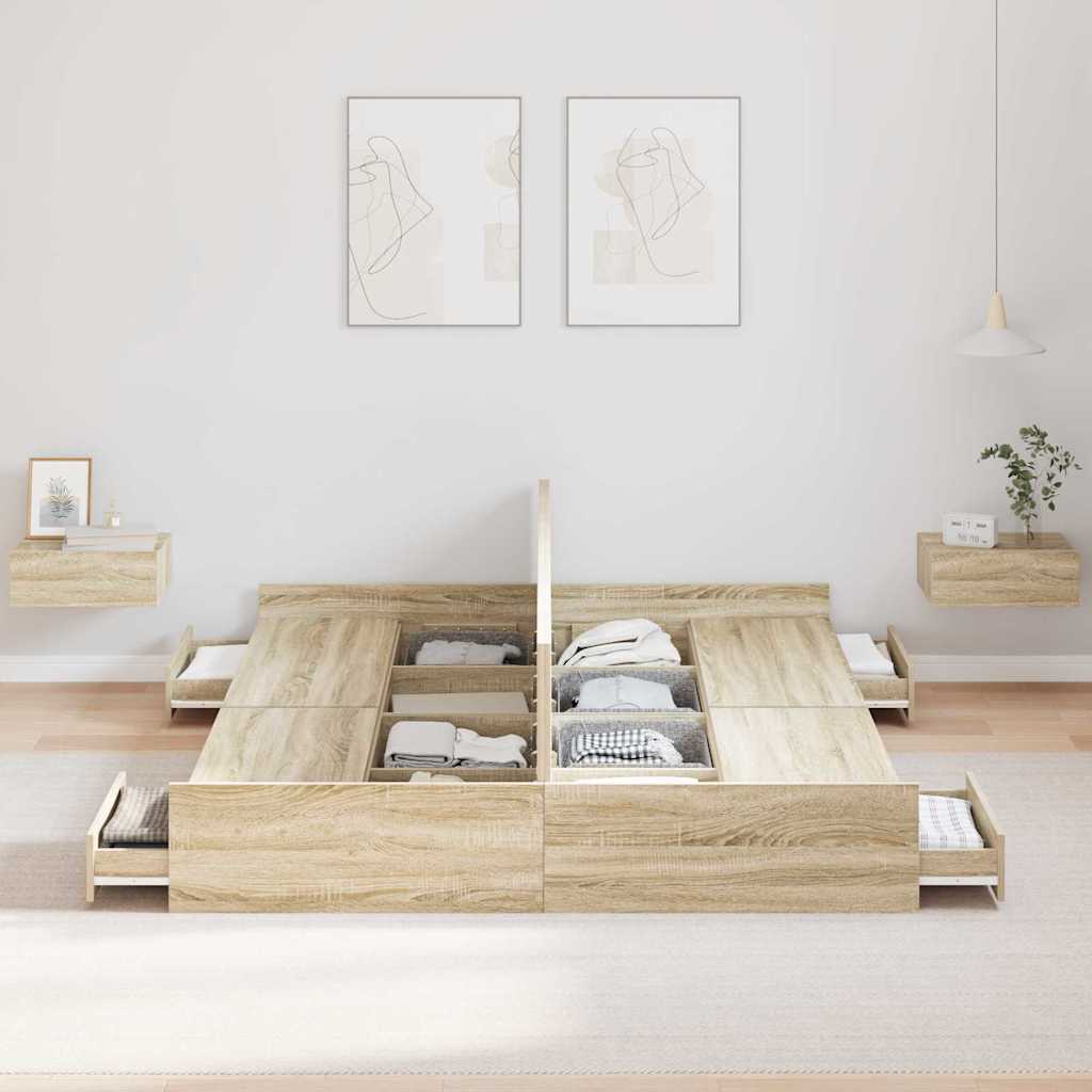Krevet s ladicama Sonoma hrast 135 x 190 cm Konstruirano drvo