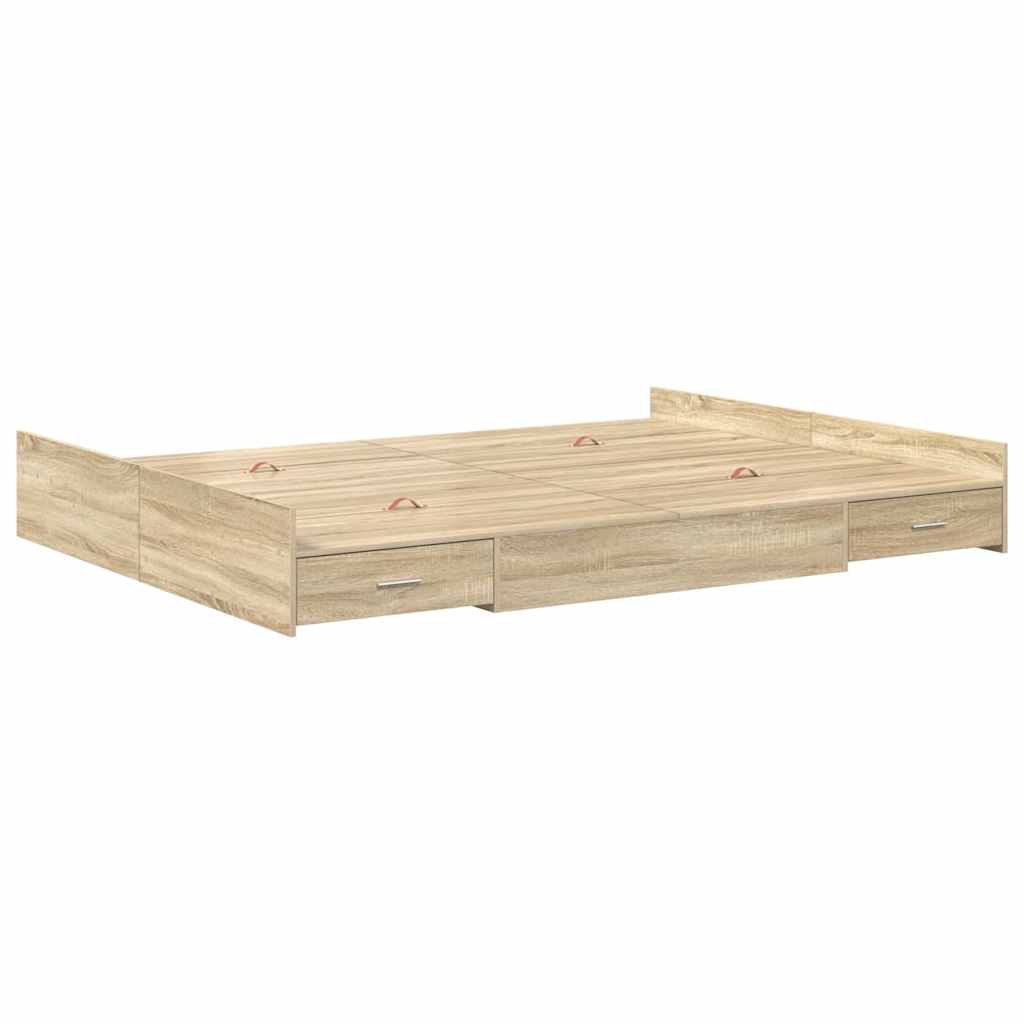 Krevet s ladicama Sonoma hrast 135 x 190 cm Konstruirano drvo