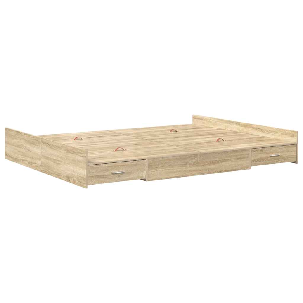 Krevet s ladicama Sonoma hrast 135 x 190 cm Konstruirano drvo