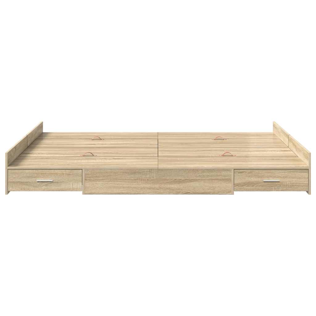 Krevet s ladicama Sonoma hrast 135 x 190 cm Konstruirano drvo