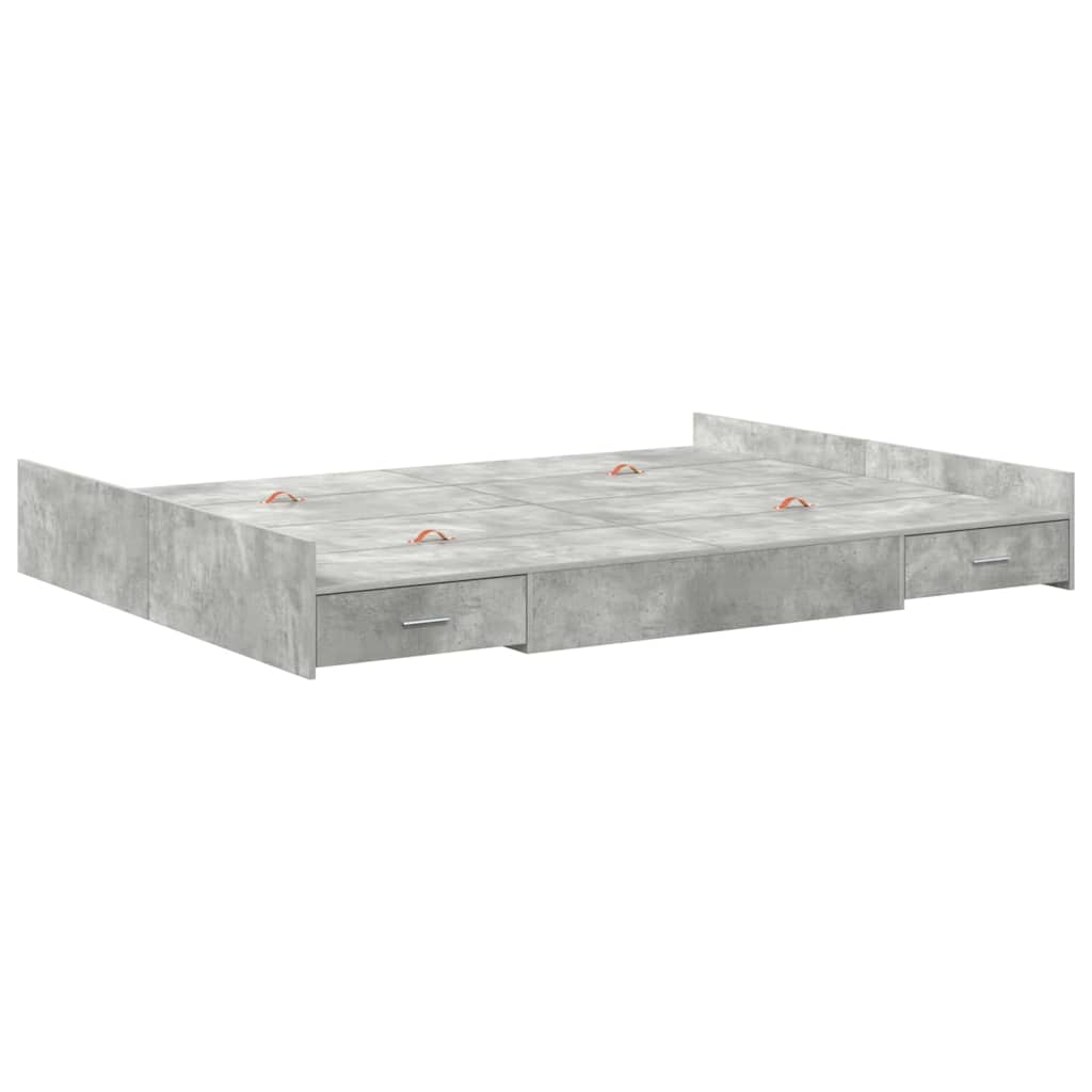 Krevet s ladicama Betonski sivi 135 x 190 cm Konstruirano drvo