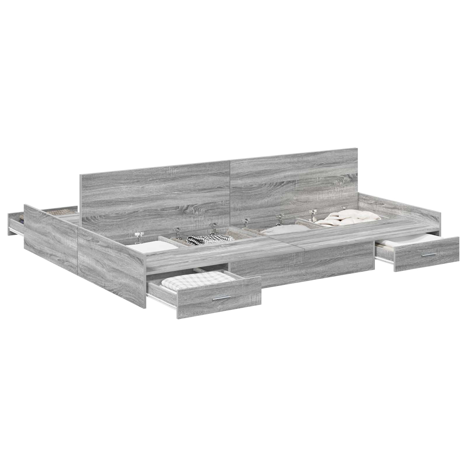 Krevet s ladicama Siva Sonoma 135 x 190 cm Konstruirano drvo