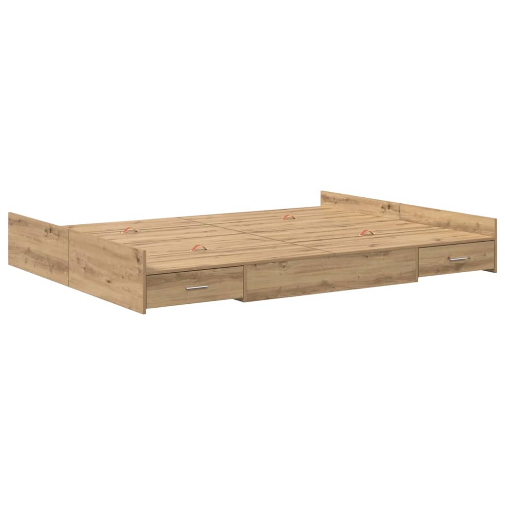 Krevet s ladicama s uzglavljem Umjetnički hrast 135 x 190 cm