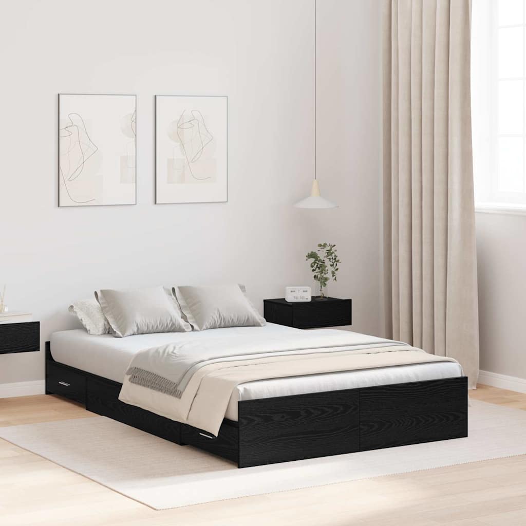 Krevet s ladicama Crni hrast 120 x 190 cm Konstruirano drvo