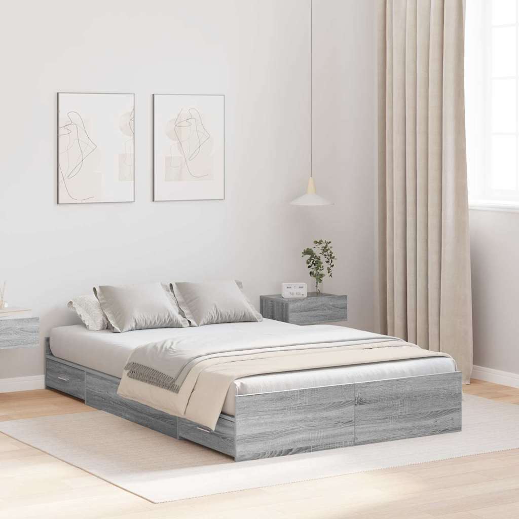 Krevet s ladicama Siva Sonoma 120 x 190 cm Konstruirano drvo