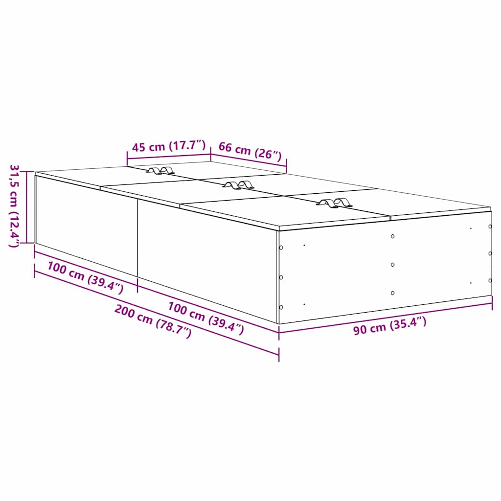 Krevet s ladicama Bijelo 90 x 200 cm Konstruirano drvo