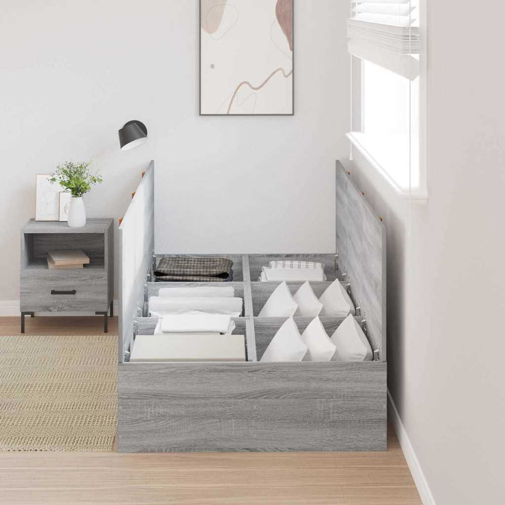 Krevet s ladicama Siva Sonoma 90 x 200 cm Konstruirano drvo