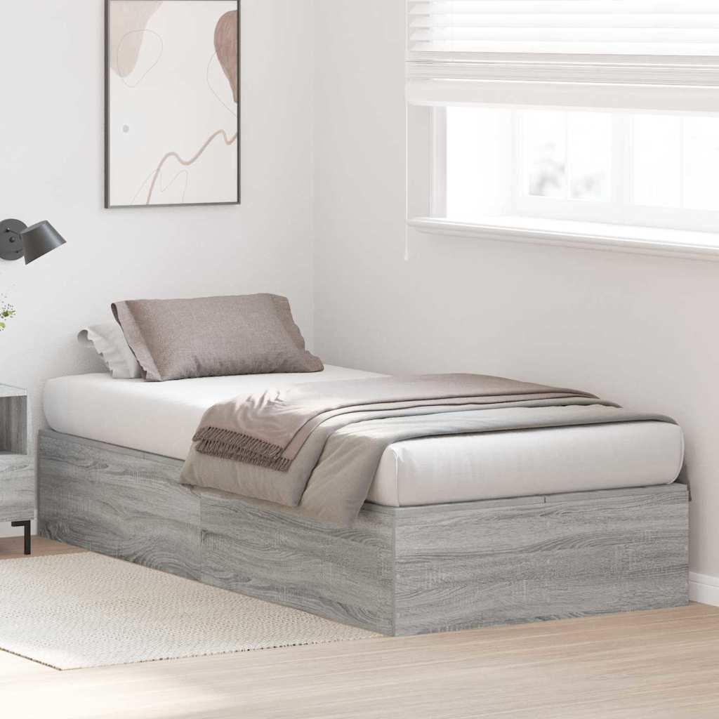 Krevet s ladicama Siva Sonoma 90 x 200 cm Konstruirano drvo